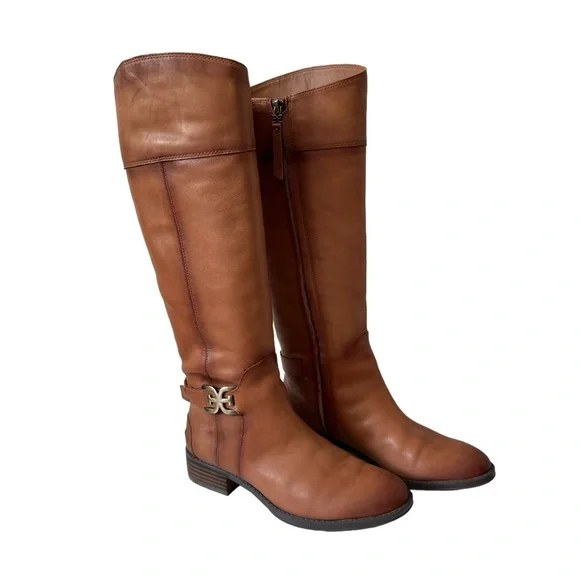 Sam Edelman Prisilla Fall Winter Casual Chic Leather Knee High Riding Boot Brown - Picture 2 of 15